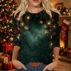 Women's Fashion Casual Christmas Print Three-Quarter Sleeve Neck T-Shirt