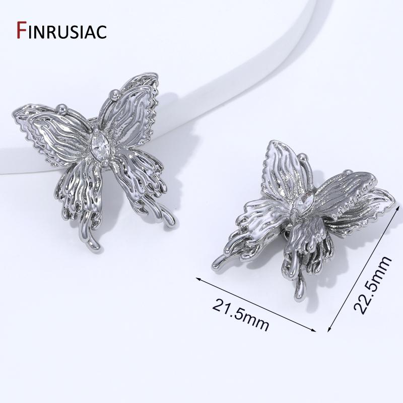 

18K Gold Plated Brass Zircon Butterfly Shape Spacer Beads For Bracelet,Separator Beads For DIY Jewelry Making Supplies 2 pieces