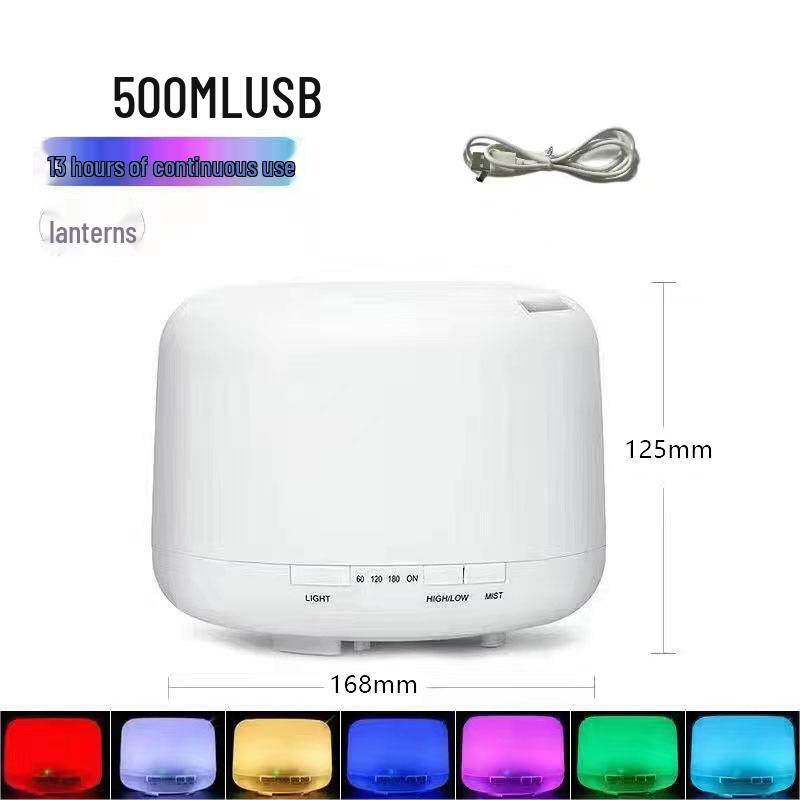 500ML Ultrasonic Air Humidifier & Aroma Diffuser - Muji Style, USB, Large Capacity