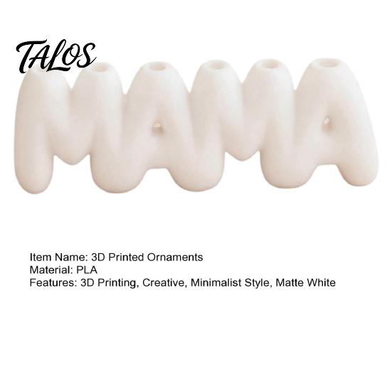 3D-gedruckte MAMA-Buchstaben-Vase, Kreativer Blumenhalter zum Muttertag mit mehreren Einstecklöchern, Minimalistische weiße Schreibtischdekoration für Schlafzimmer Esstisch