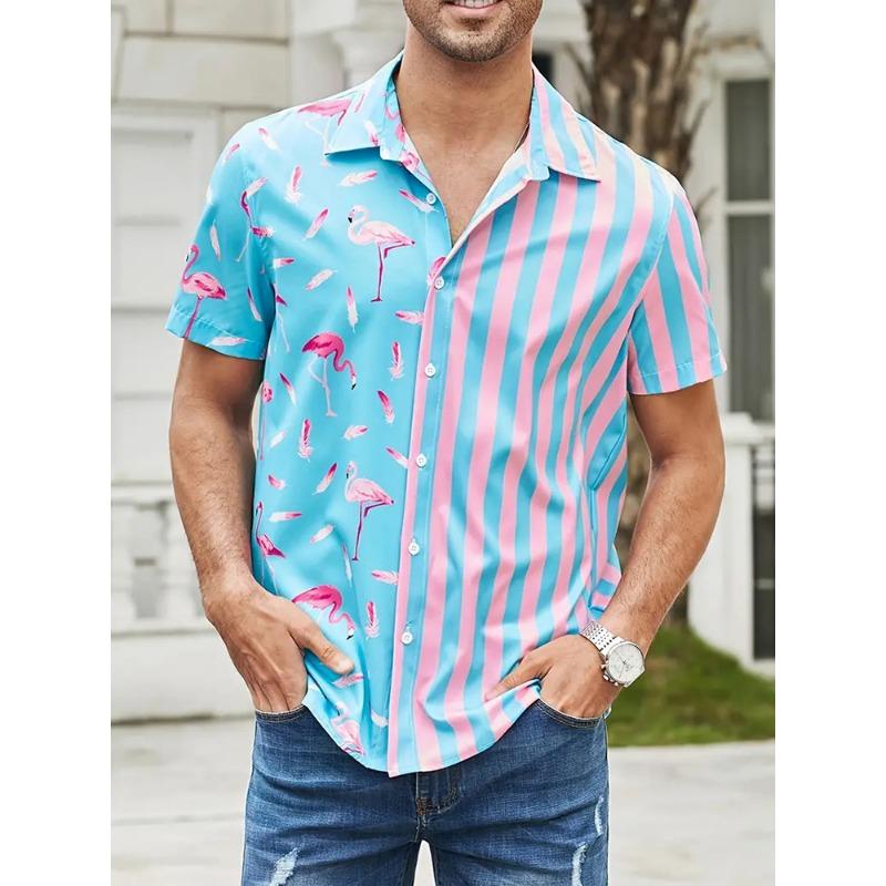 Hawaiian Men's Short Sleeve Shirt Summer Seaside Resort Men's Casual Shirt Beach Party Short Sleeve Shirt Marine Animal Print