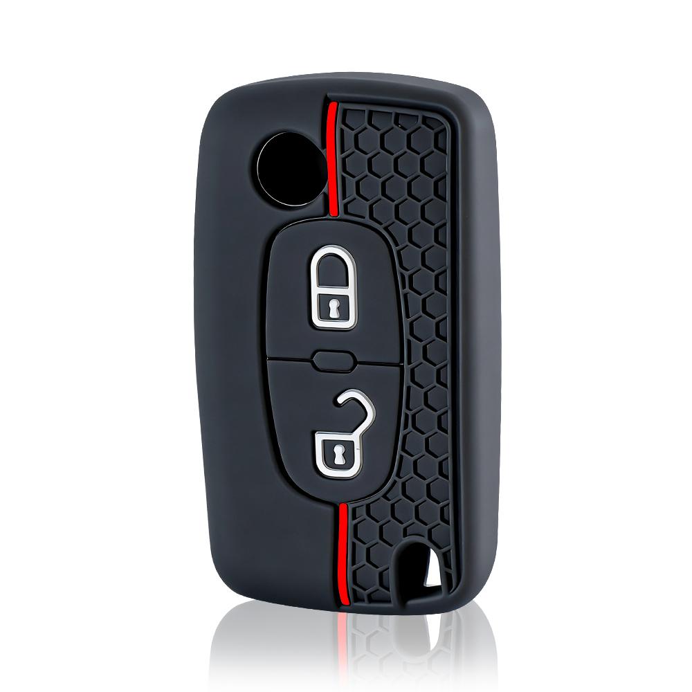2 Button Silicone Car Key Cover Case Holder For Peugeot 206 308 3008 Expert Partner Citroen C3 Pluriel Picasso Berlingo