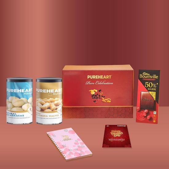 PUREHEART Valentine’s Day Gift Hamper for Him & Her | Premium Macadamia Nuts Gift Box with Salted Macadamia (200g Each)