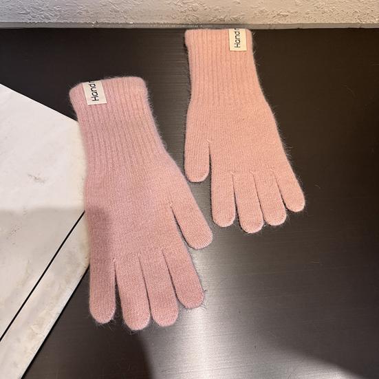 Winter Knitted Gloves Stretchy Warm Gloves Solid Color Fingered Gloves
