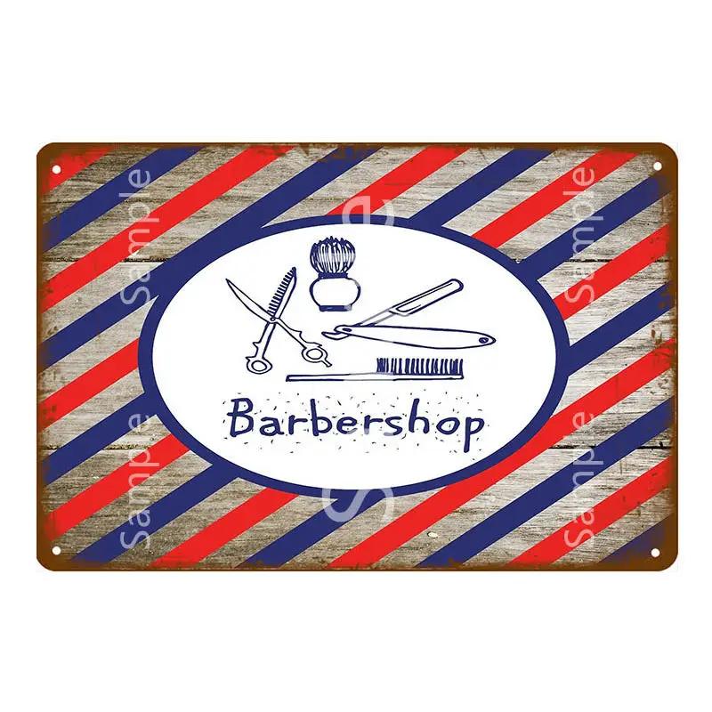 Vintage Barber Shop Metal Signs Shaving Hair Cut Poster Cafe Bar Pub Retro Plaque Haircut and Shave Beard Iron Plates YL002