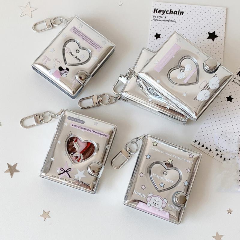 Cute Silver Korean Card Album 2 Inch for Idol Photos Mini Storage Binder for Girls Perfect Collectors Gift