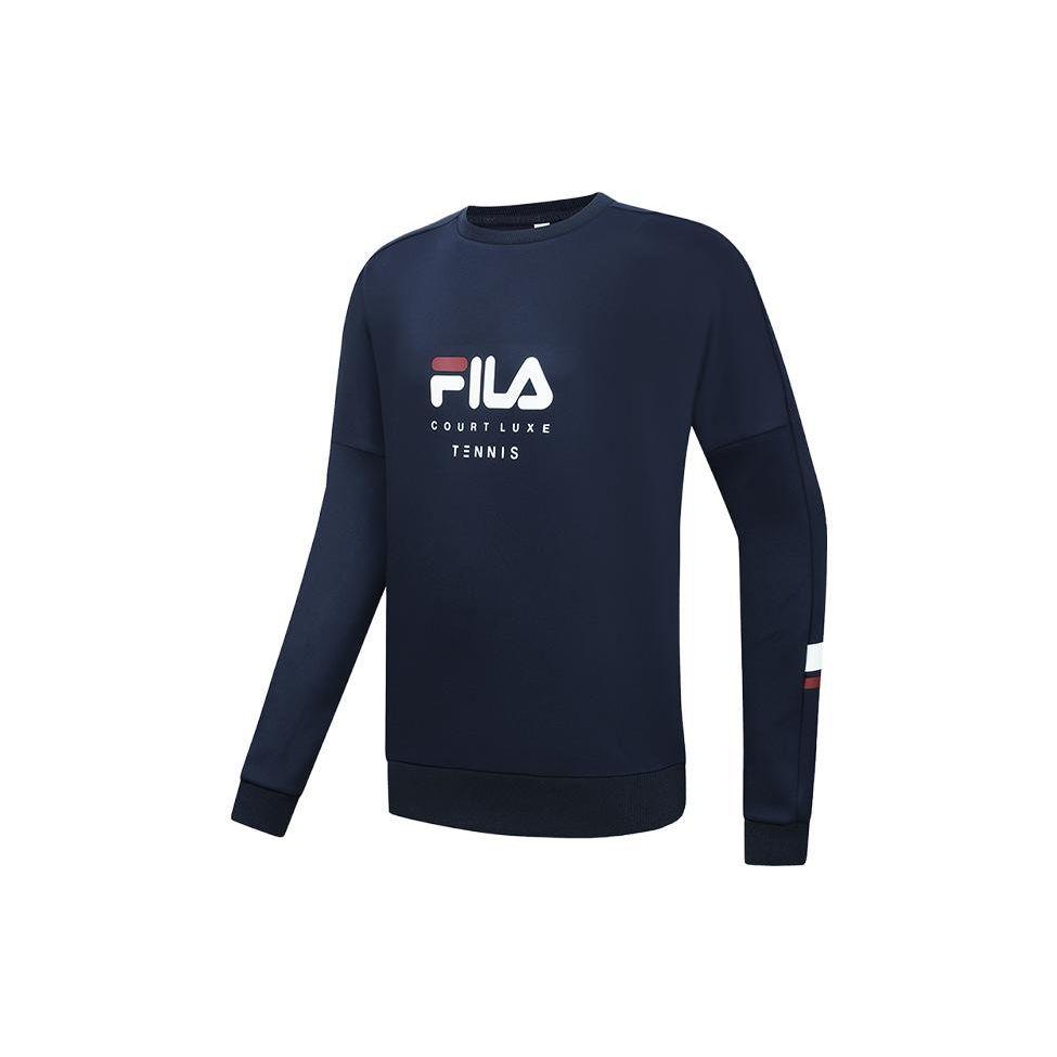 FILA Warm Breathable Durable Crew Neck Long Sleeve Sweatshirt Men tops Dark-Blue A11M333203F