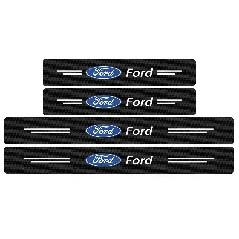 

Car Sticker Hot For Ford 4PCS Car Door Sill Stickers For Ford Ecosport Auto Carbon Fiber Anti Scratch Protector Decal Scuff Plat чёрный