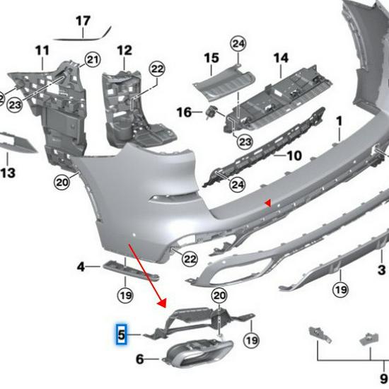 51128074187 & 51128074188 Tailpipe Brackets for BMW X5 G05
