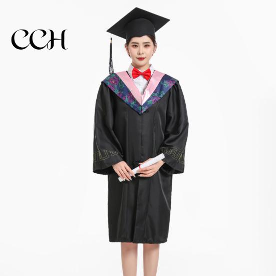 Graduation Ceremony Attire Bachelor Uniform Matte Gown Cap Tassel Set V-Neck Long Sleeve Commencement Outfit Robe And Ceremonies Photo Props Suit