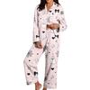 Set Pigiama da Donna a Manica Lunga con Stampa di Halloween e Pantaloni per la Notte