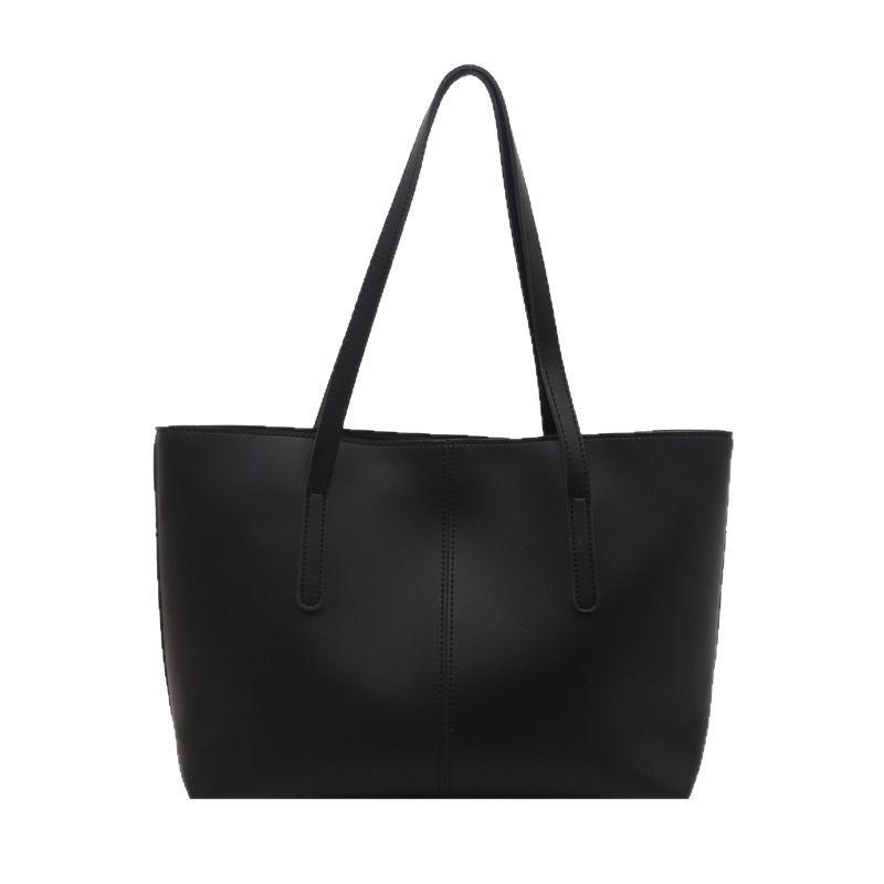 New tote bag large-capacity splicing soft leather women's bag simple casual shoulder bag commuter versatile handbag
