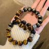 Yellow Tiger Eye & Gold Silver Obsidian Bracelet for Men - Attracts Wealth & Luck, Year of the Horse Crystal Beaded Gift for Boyfriend