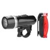 Waterproof 5 LEDs Bike   Front Headlight   Rear   Light Set Accessory(Black)