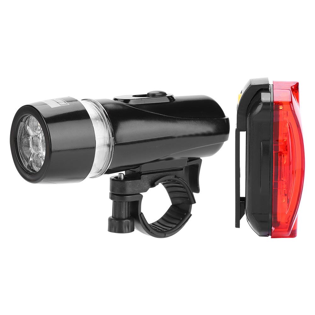 Waterproof 5 LEDs Bike   Front Headlight   Rear   Light Set Accessory(Black)