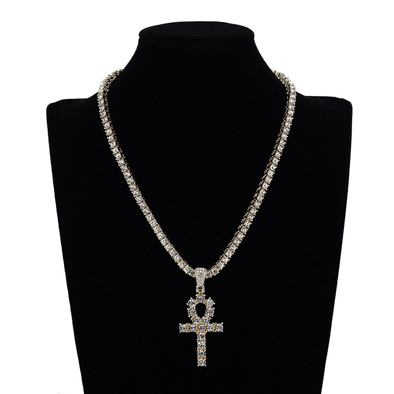 TEMU Creative Alloy Full Diamond Cross Necklace