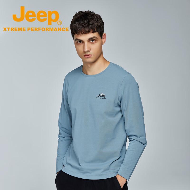 Jeep Men's Casual Long Sleeve Round Neck T-Shirt