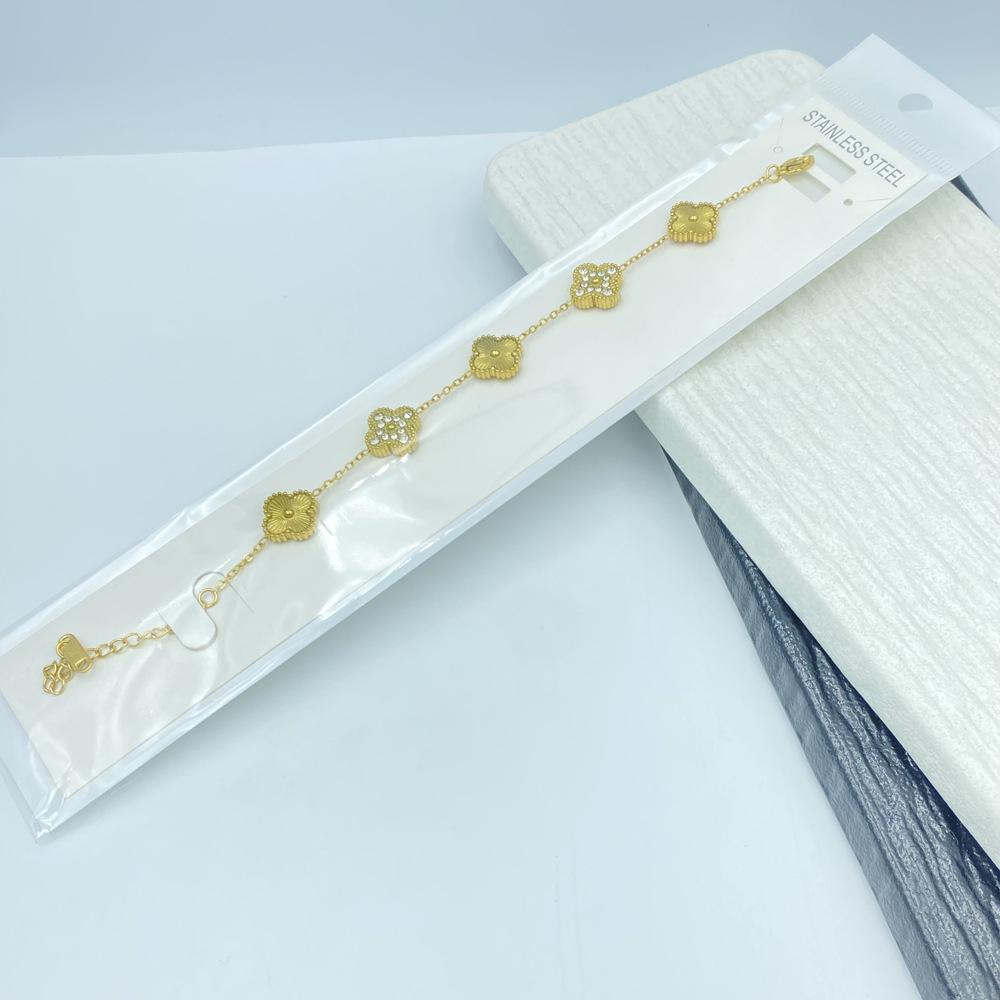 

Браслет «Четырехлистный клевер» 13 мм Титановая сталь Четырехлистный клевер Реверсивный браслет Без потери цвета Титановая сталь Женский браслет