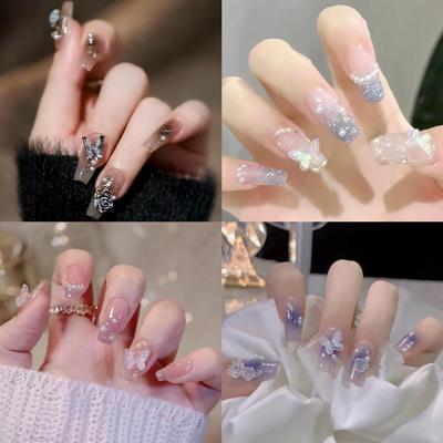 24Pcs Nail Art Fake Nails Press On Nails Butterfly Tragbare abnehmbare DIY Nails Art Tips