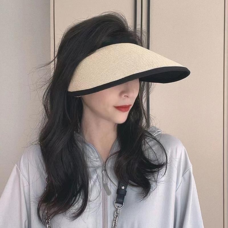 Women Visor Hat Summer Spring Long Brims Sunshade Hat Breathable OpenTop Hat for Beach Outdoor Cycling Hat Headwear