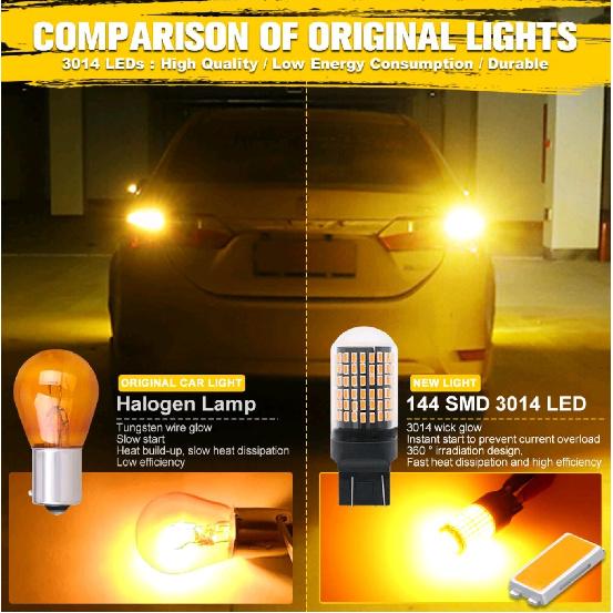 2025 Update Amber 7443 7440 T20 LED CANBUS 144SMD Car Turn Signal Light Parking Lamp BulbTurn Signal 2