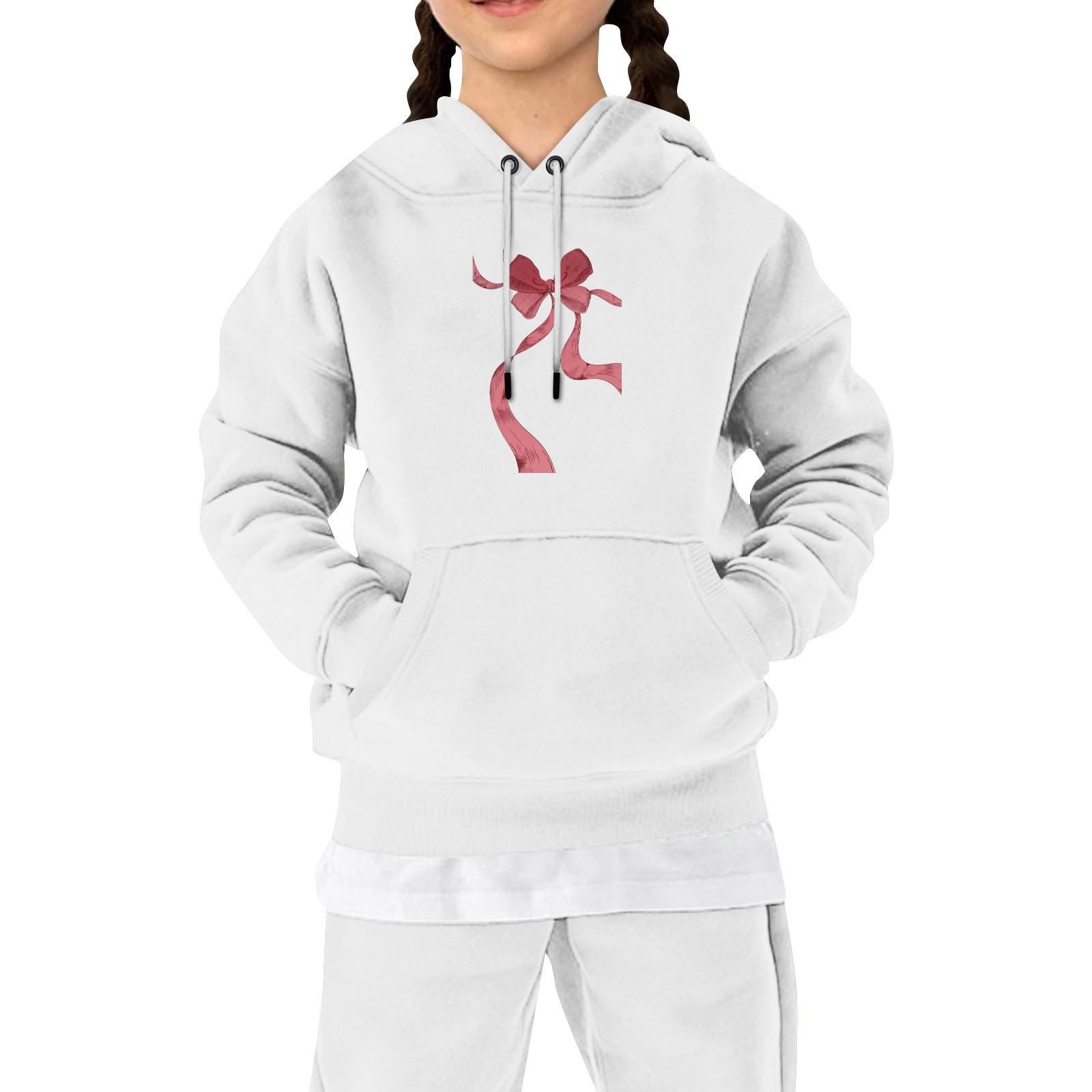 

Детская повседневная толстовка с капюшоном и принтом банта 120 белый