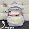 Simple casual striped schoolbag Female junior high school student backpack Large capacity class commuter travel backpack