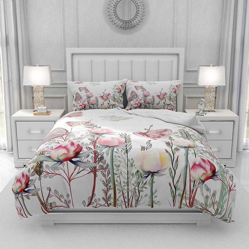 Bedding Three-Piece Summer Padded Bed Cover Digital Printing Abrasive Quilt Cover
