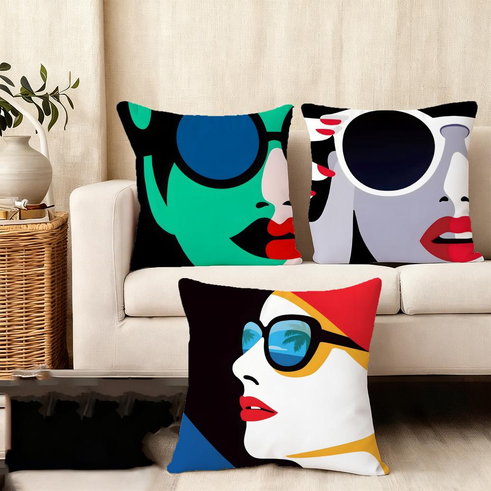 Pop style modern girlcreativity, fashion Cushion Cover Anti-dustmite Pillowcase Invisible zipper silky short plush Sofa cushion