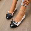 Fashion Women Flats Elegant Bow Knot Ballerina Women Shoes Flat Round Toe Comfort Slip-On Ladies Loafers Leather Single Mules Shoes