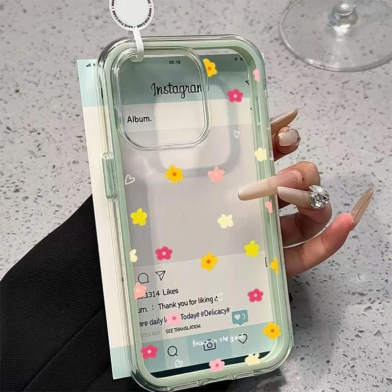 ins color flower is suitable for Apple 17promax mobile phone case iPhone16 two-in-one 14/15 color edge 13 sets