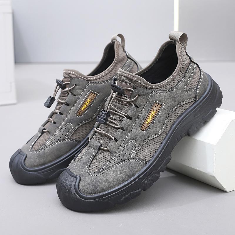 Spring New Hiking Shoes Men's Outdoor Breathable Comfortable Walking Shoes Versatile Casual Shoes One Pedal Soft-soled Dad Shoes
