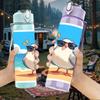 1PC Seagull On Beach Coast Scenery Print 750ml Color Plastic Sports Water Bottle Leakproof Flip Straw Lid Suitable for Sports Office Home Use
