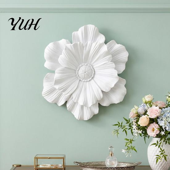 Modern Wall Art 3D Resin Flower Decoration, Floral Sculpture, Decorstion Hanging Ornament for Living Room, Home, Office Room