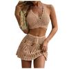 Swimsuits For Womens Crocheted Hollowed Out Two Piece Summer Bikini Beach Wear Swimsuit Halter Vintage Color Bikini Sets