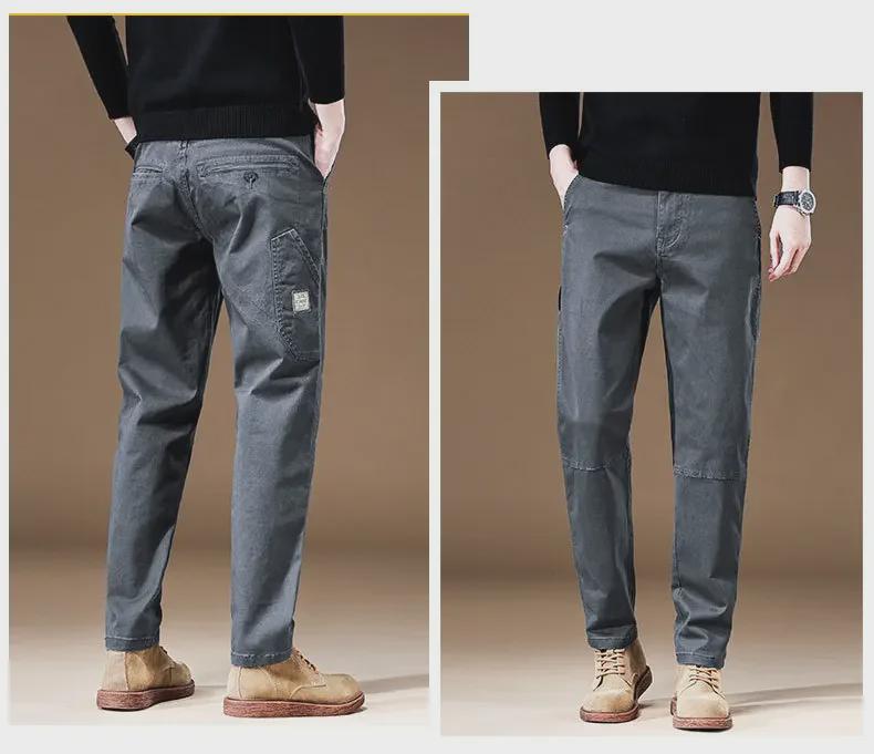 Men's Khaki Stretch Casual Pants - 2024 Spring/Autumn High-End Cotton Loose-Fit Overalls.