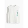 H M Loose Fit Print Sleeveless Top wHite Unknown