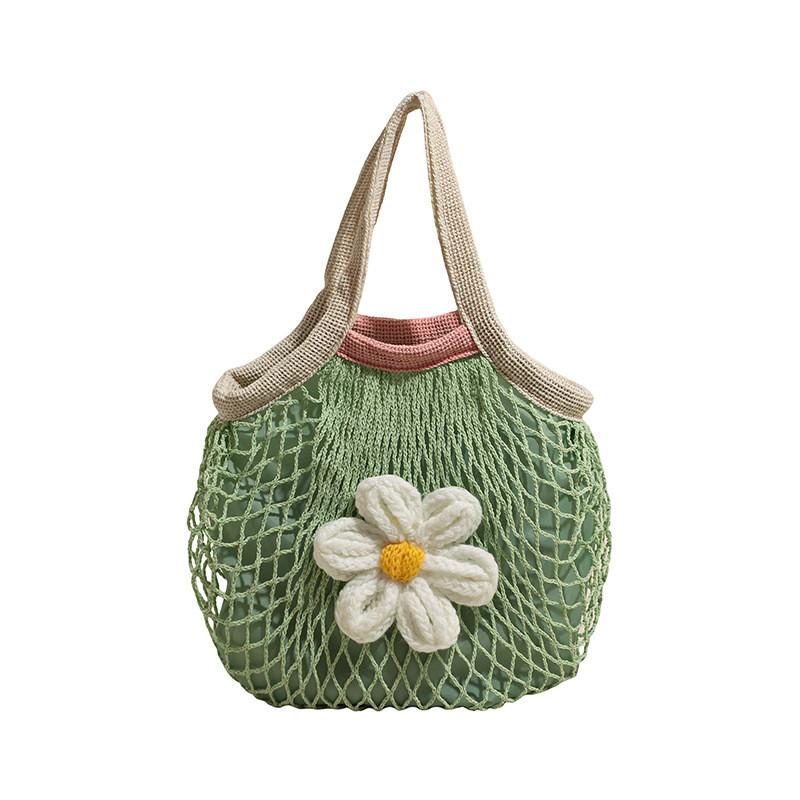 Cotton Knit Tote Bag For Travel And Casual Use With Large Capacity For Women