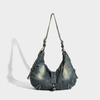 Vintage Rivet Women Shoulder Bags Large Capacity Cowboy Ladies Hobos Handbags Washed Denim Crossbody Bag Big Totes Bolsas Blue