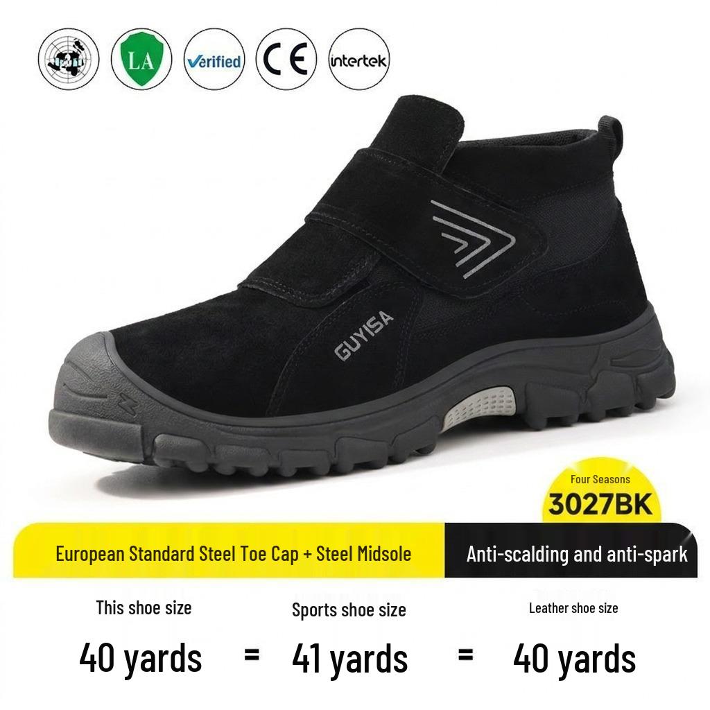 Welder Safety Shoes: Breathable, Anti-smash, Anti-puncture, Anti-slip, Steel Toe, Comfortable, Wear-resistant, Lightweight Work Footwear.