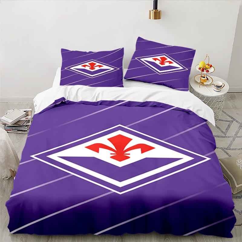 3PCS Fiorentina Football Club Bedding set,Ideal for1pc Duvet Cover And 2pcs Pillowcases Perfect for Christmas gift,Ideal for Bedroom, Dormitory