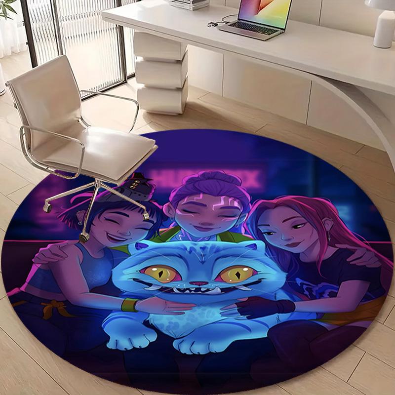 1pc KPop Demon Hunters22 Design Printed Area Round Carpet for Bedroom Living Room Home Decor Rugs Mat Non Slip Mat Rug for Bedside