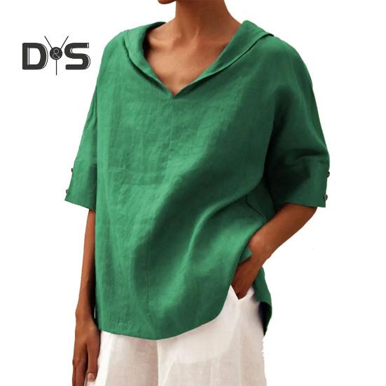 

Женская рубашка, однотонная, с капюшоном, с коротким рукавом, пуловер, однотонная, свободная, повседневная рубашка, легкая, дышащая, повседневная одежда L зелёный