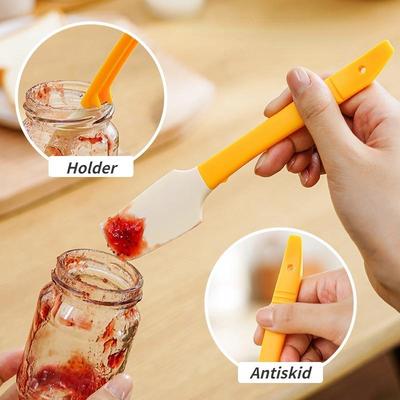 1Pcs Silicone Butter Scraper High-temperature Resistant Elbow Stirrer Can Opener Multifunctional Baking Tool Butter Jam Spatula