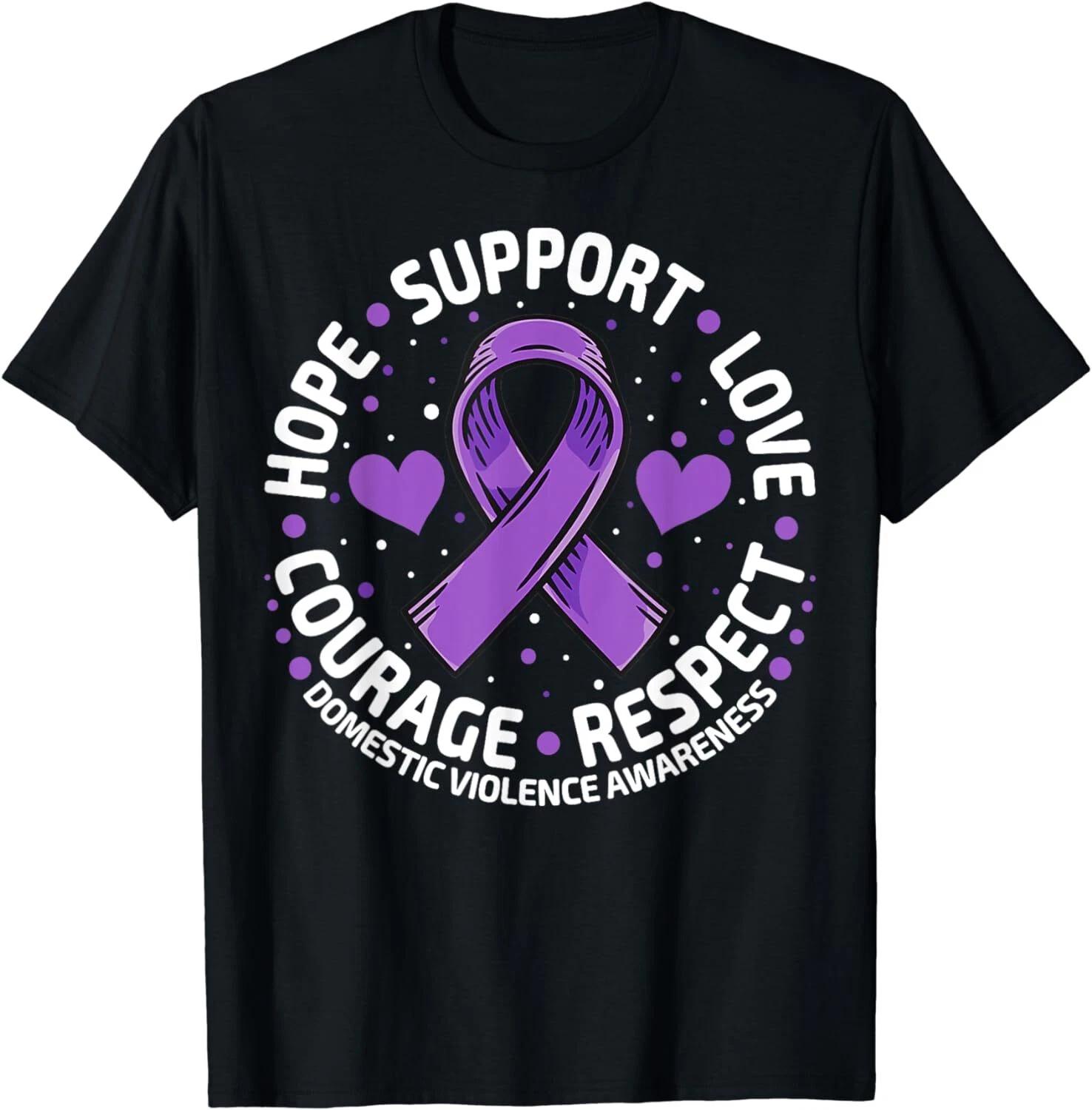 Domestic Violence Awareness LOVE SUPPORT Purple Ribbon Tee Unisex T-Shirt 3XL