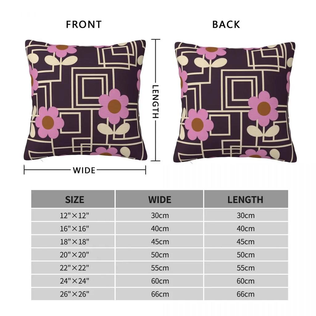 Purple Flowers Orla Kiely Pillowcase Soft Fabric Cushion Cover Gift Retro Pillow Case Cover Home Square 40X40cm