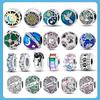 Copper Colorful Round Inlaid Cz Zircon Charms Beads Pendant Fit Original Bracelet Jewelry Gift