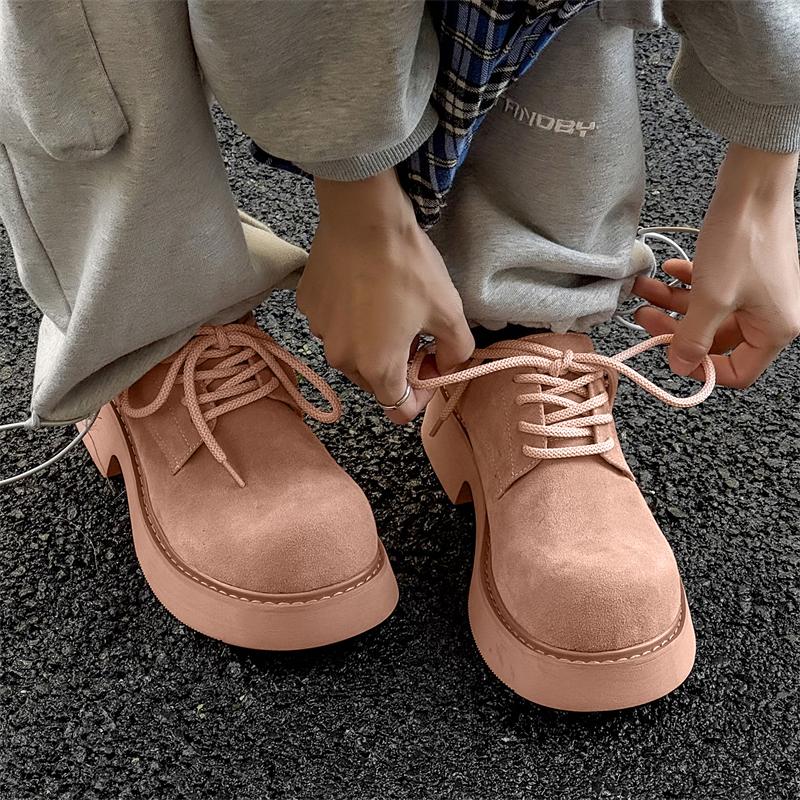 Fashion Pink Derby Men's Shoes Trendy Thick Bottom Design Style Outdoor leisure street Daily party youth shoes  Plus Size 38-48 New