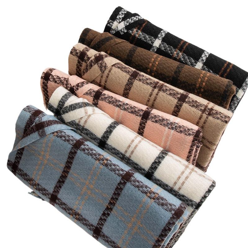 New sweet warm imitation cashmere scarf plaid student couple winter thickened warm scarf