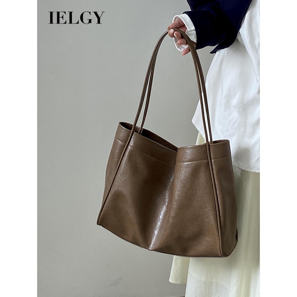 IELGY Korean Version Casual Soft Leather Commuter Fashion Shoulder Tote Bag
